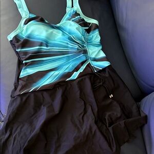 Blue and Black Swimsuit Dress